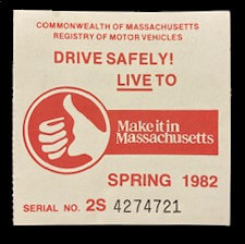 (image for) 1982 Massachusetts ORIGINAL Spring Iinspection Sticker